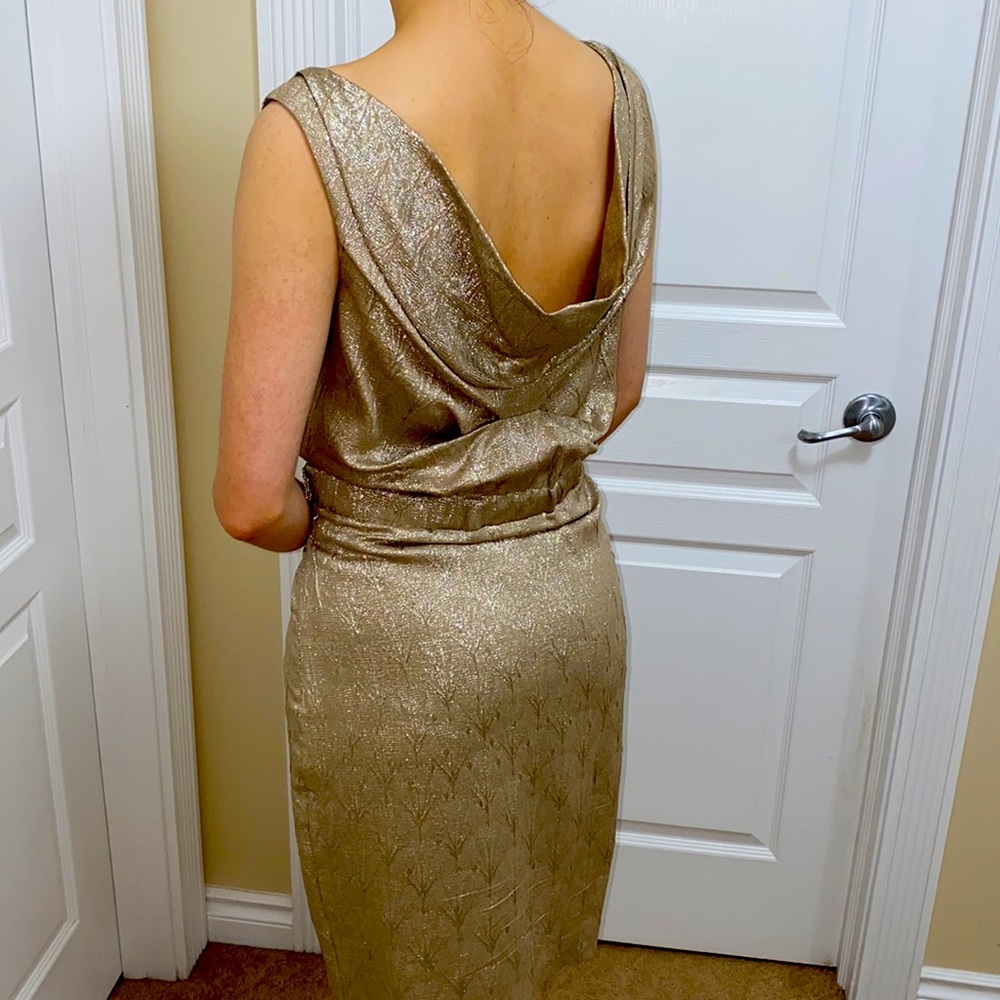 🔥🔥PORTS 1961| Taupe & Metallic Silver Dress -Sz 6